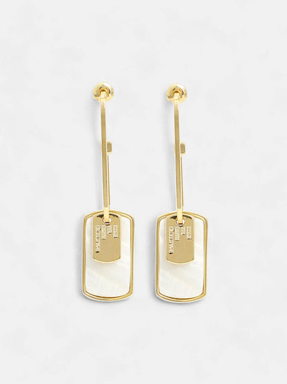 The Tag Drop Earrings - Ivory White-SOHIER6185