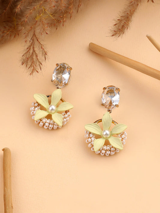 The Fleur Drop Earrings - Pale Yellow-SOHIER6186
