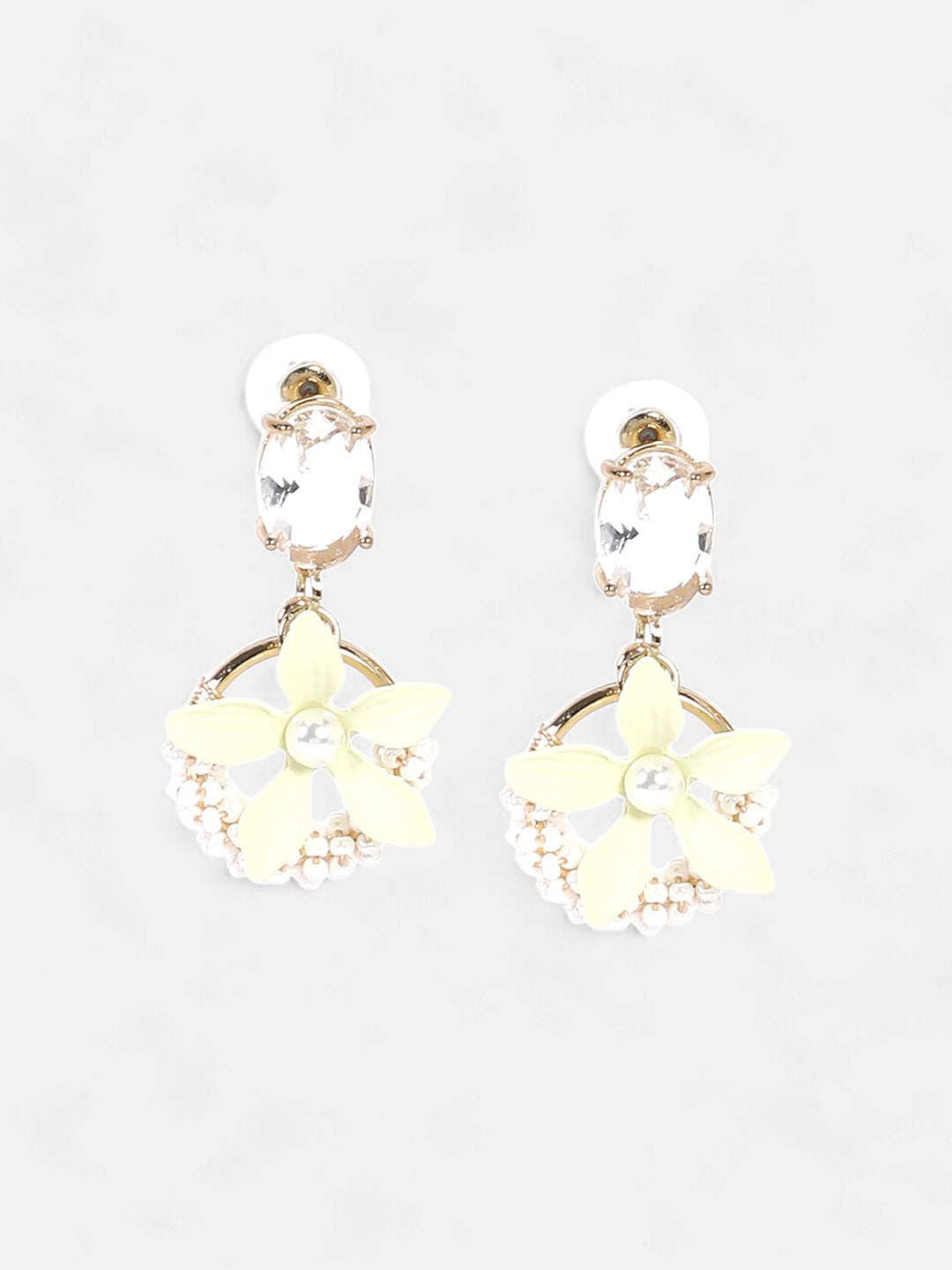 The Fleur Drop Earrings - Pale Yellow-SOHIER6186