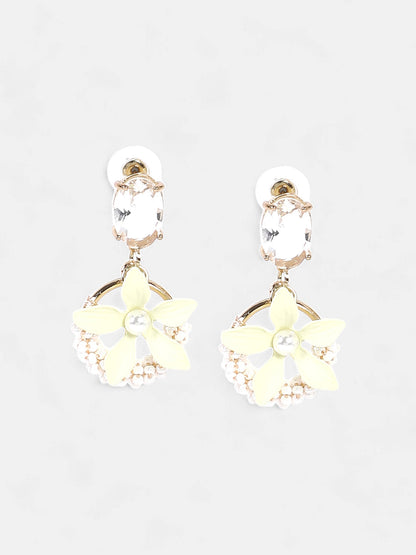 The Fleur Drop Earrings - Pale Yellow-SOHIER6186