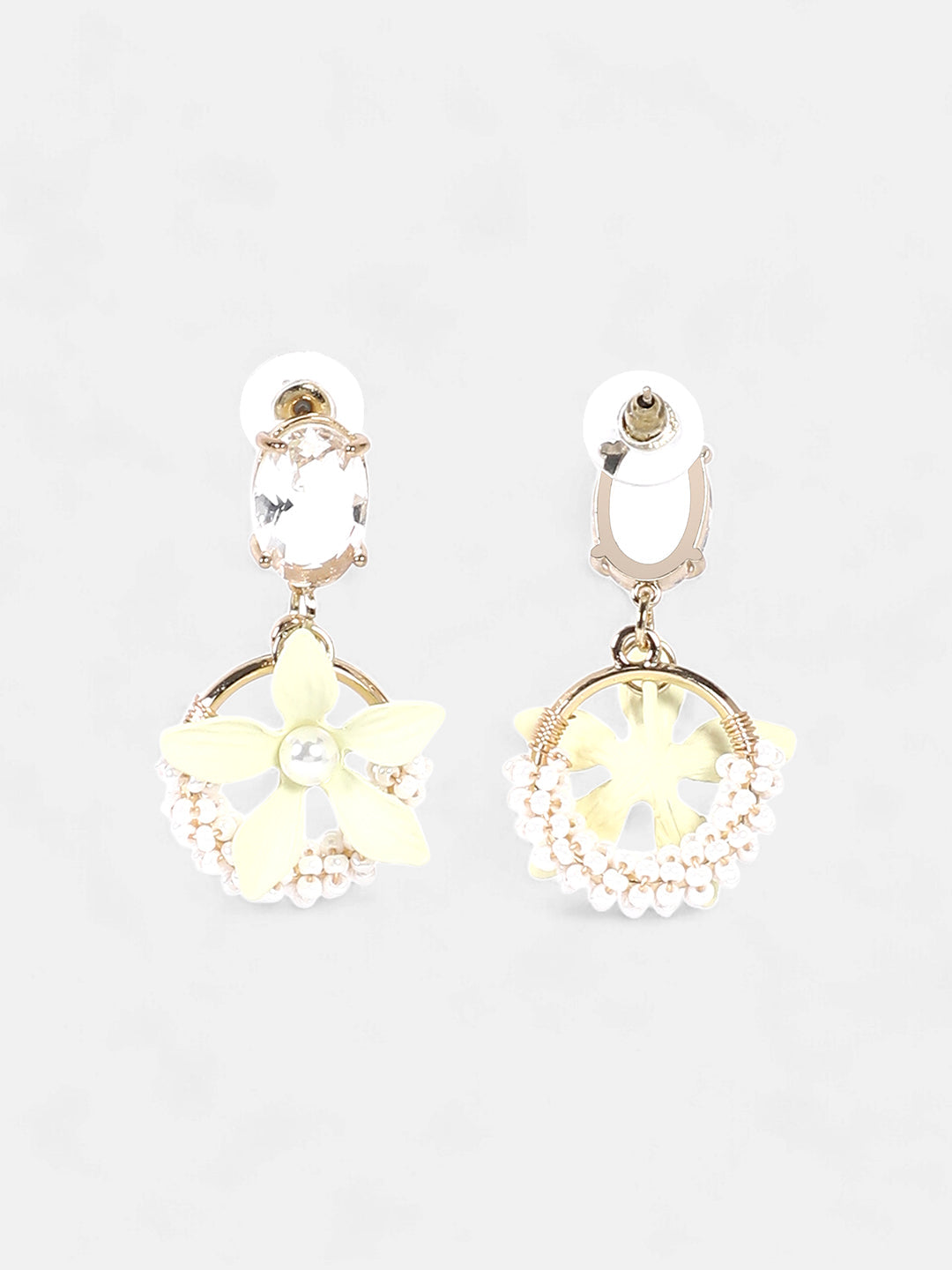 The Fleur Drop Earrings - Pale Yellow-SOHIER6186