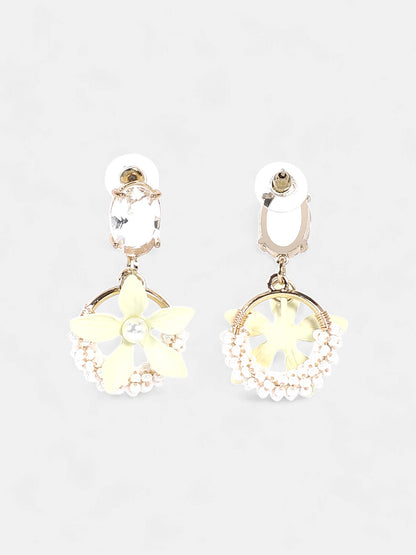 The Fleur Drop Earrings - Pale Yellow-SOHIER6186