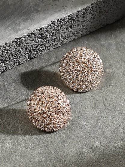 The Medium Crystalized Stud Earrings - Crystal Silver-SOHIER6225