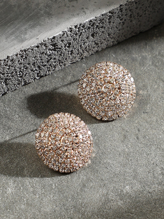 The Medium Crystalized Stud Earrings - Crystal Silver-SOHIER6225