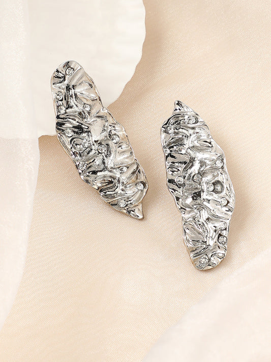 The Foglia Drop Earrings - Metallic Silver-SOHIER6230