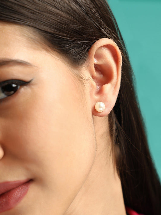 The Jackie Stud Earrings - Pearl White-SOHIER6251
