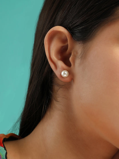 The Jackie Stud Earrings - Pearl White-SOHIER6251