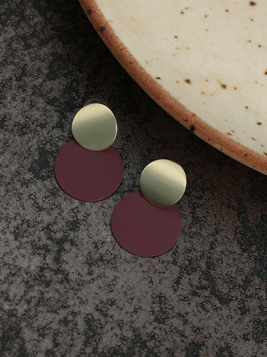 The Circulo Drop Earrings - Wine Red-SOHIER6252