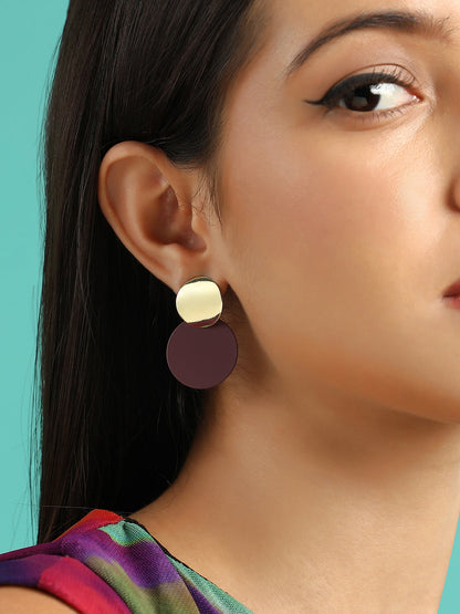 The Circulo Drop Earrings - Wine Red-SOHIER6252