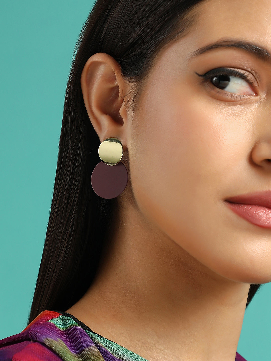 The Circulo Drop Earrings - Wine Red-SOHIER6252