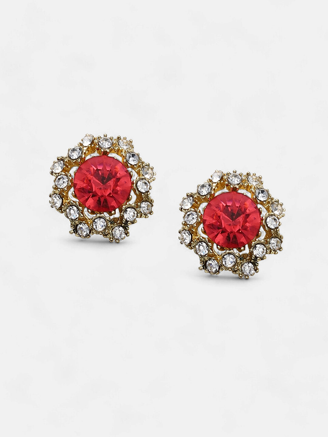 The Edwardian Stud Earrings - Ruby Red-SOHIER6258