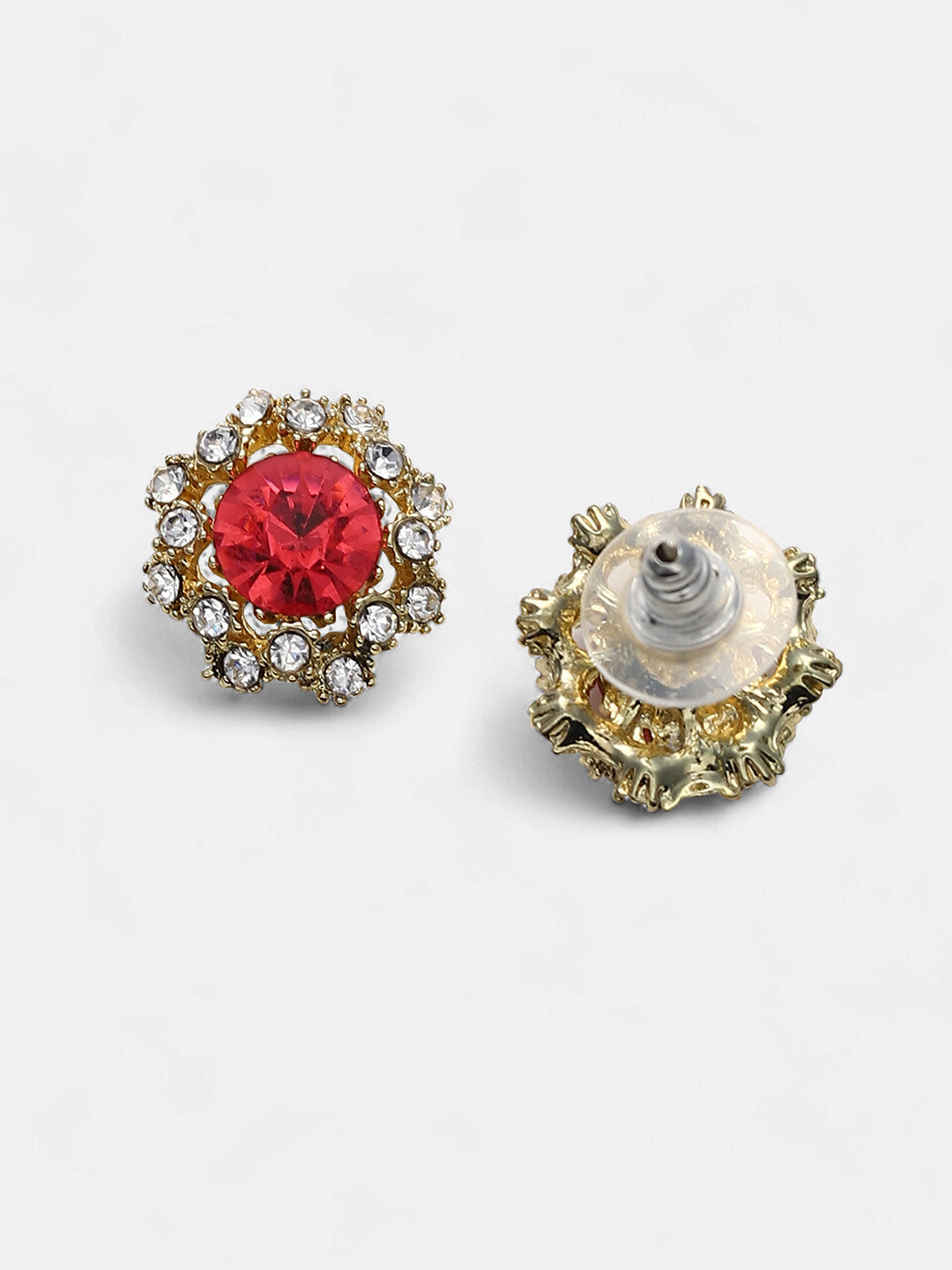 The Edwardian Stud Earrings - Ruby Red-SOHIER6258