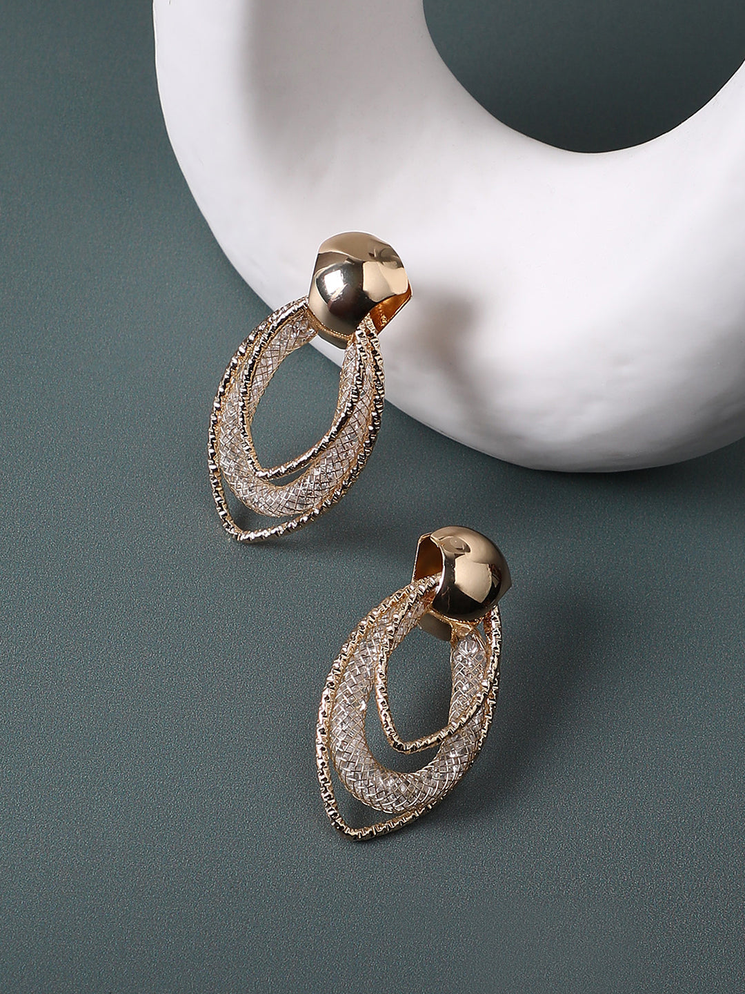Gold-Plated Alloy Contemporary Drop Earrings
