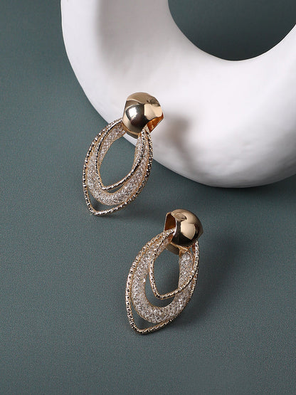 Gold-Plated Alloy Contemporary Drop Earrings