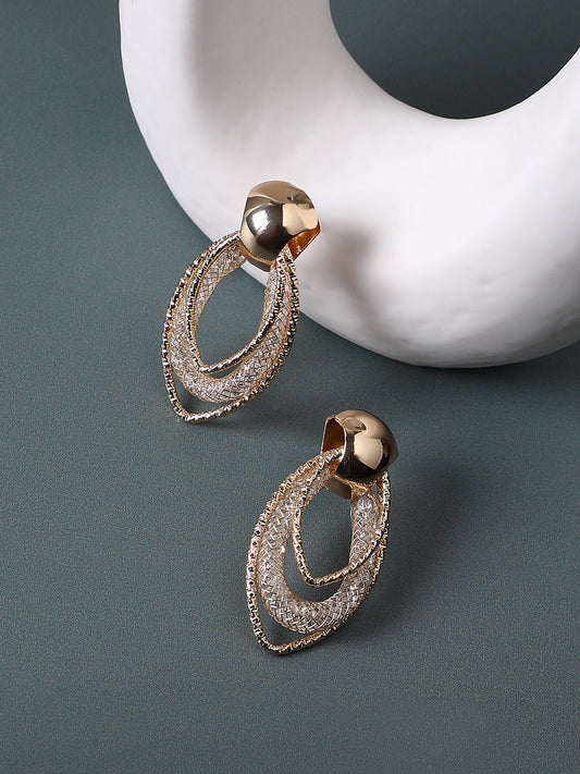 Gold-Plated Alloy Contemporary Drop Earrings