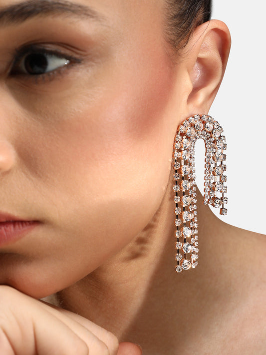 Women's The Asymmetrical Drop Earrings - Crystal Silver