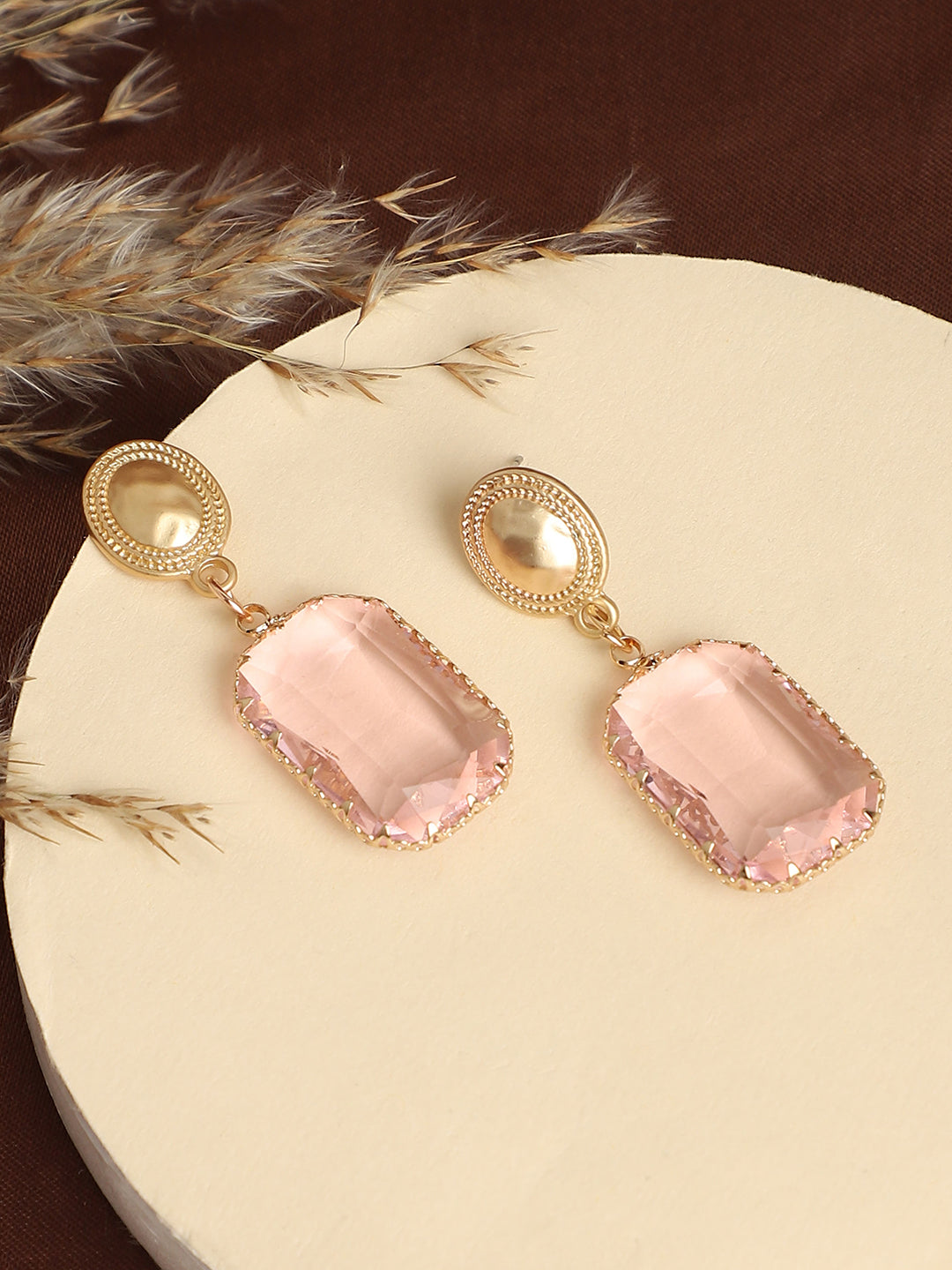Gold-Plated Artificial Stones Earrings