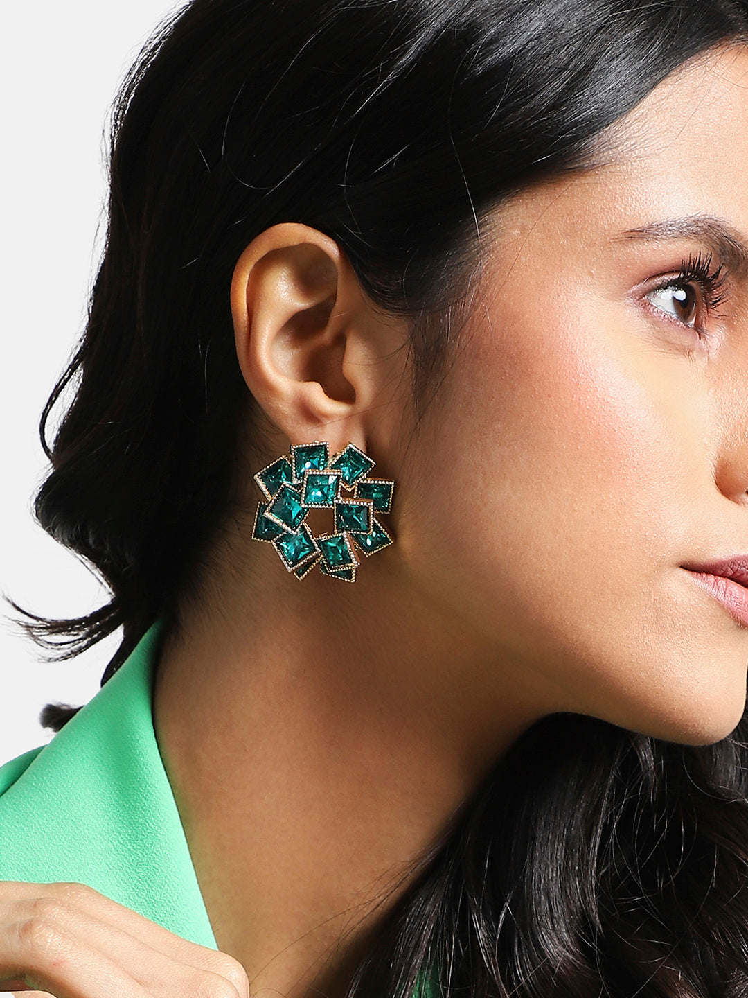 Gold-Plated Contemporary Studs Earrings