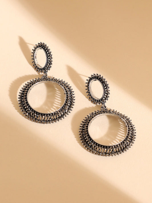 Silver-Plated Contemporary Drop Earrings