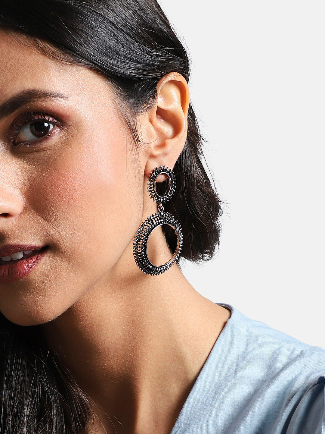 Silver-Plated Contemporary Drop Earrings