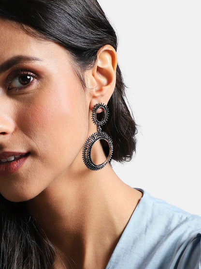 Silver-Plated Contemporary Drop Earrings