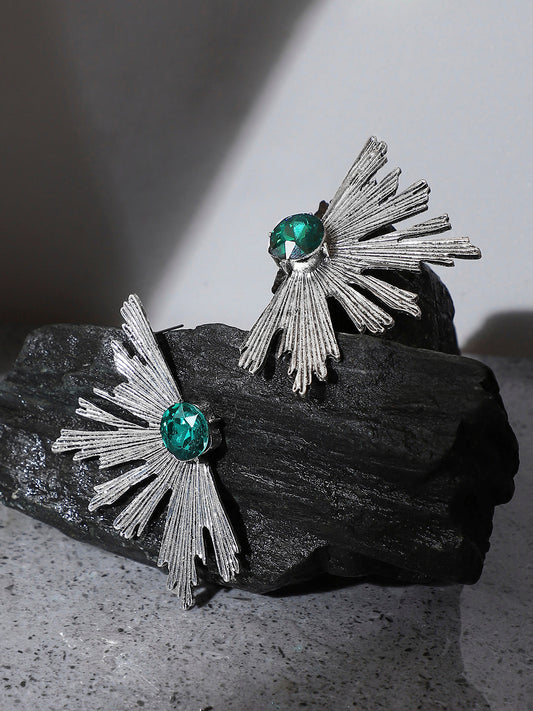 Silver-Plated Oxidised Stud Earrings