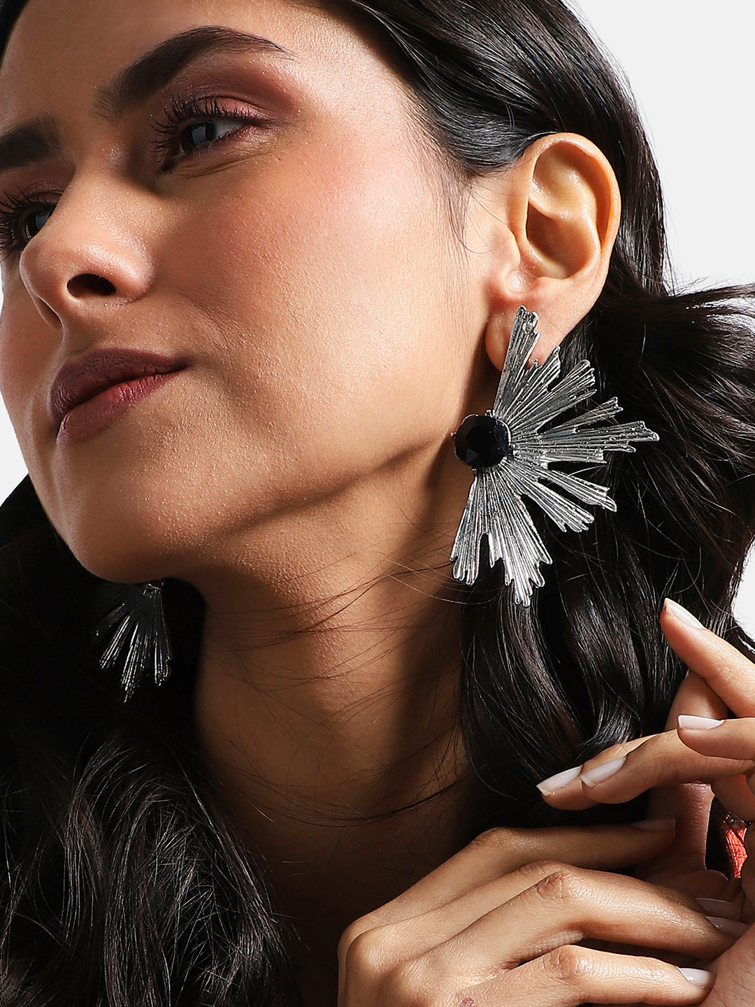 Silver-Plated Contemporary Studs Earrings