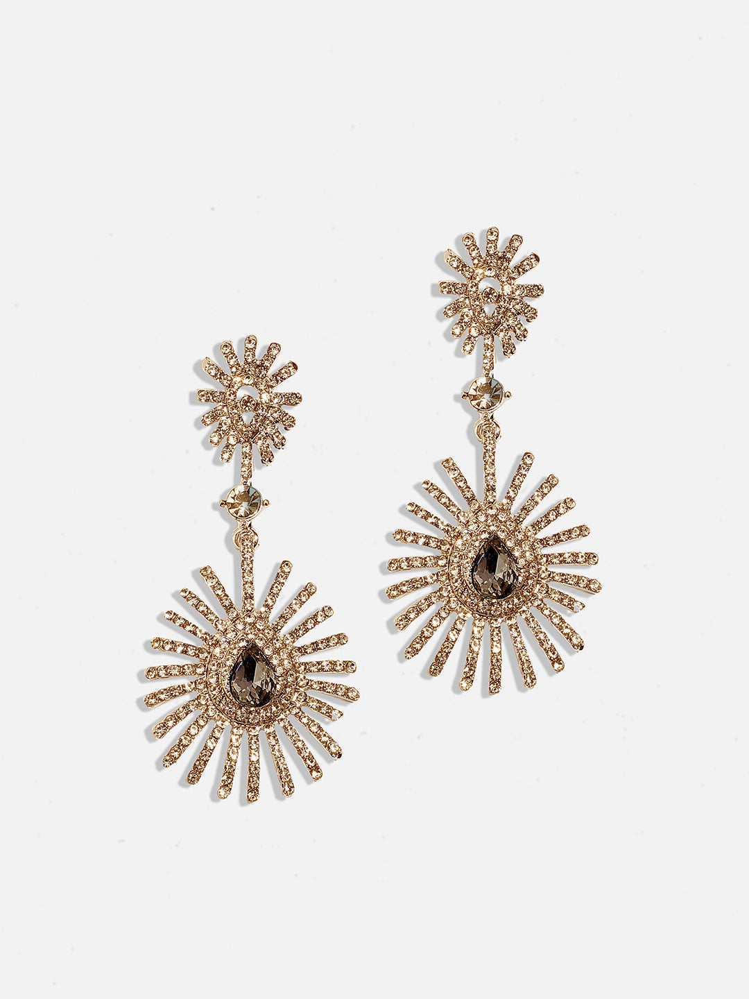 Gold Plated Stone Studded Contemporary Drop Earrings