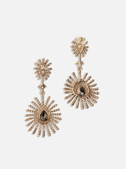 Gold Plated Stone Studded Contemporary Drop Earrings