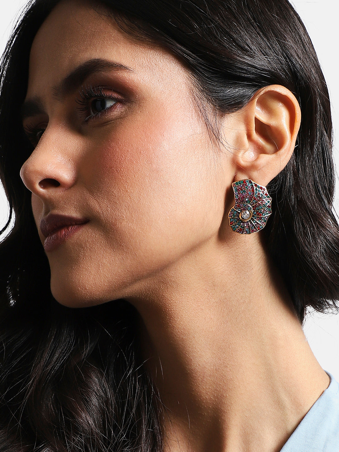 Gold-Plated Spherical Shaped Stud Earrings