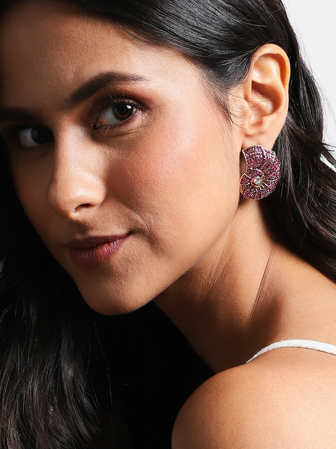 Gold-Plated Spherical Shaped Stud Earrings