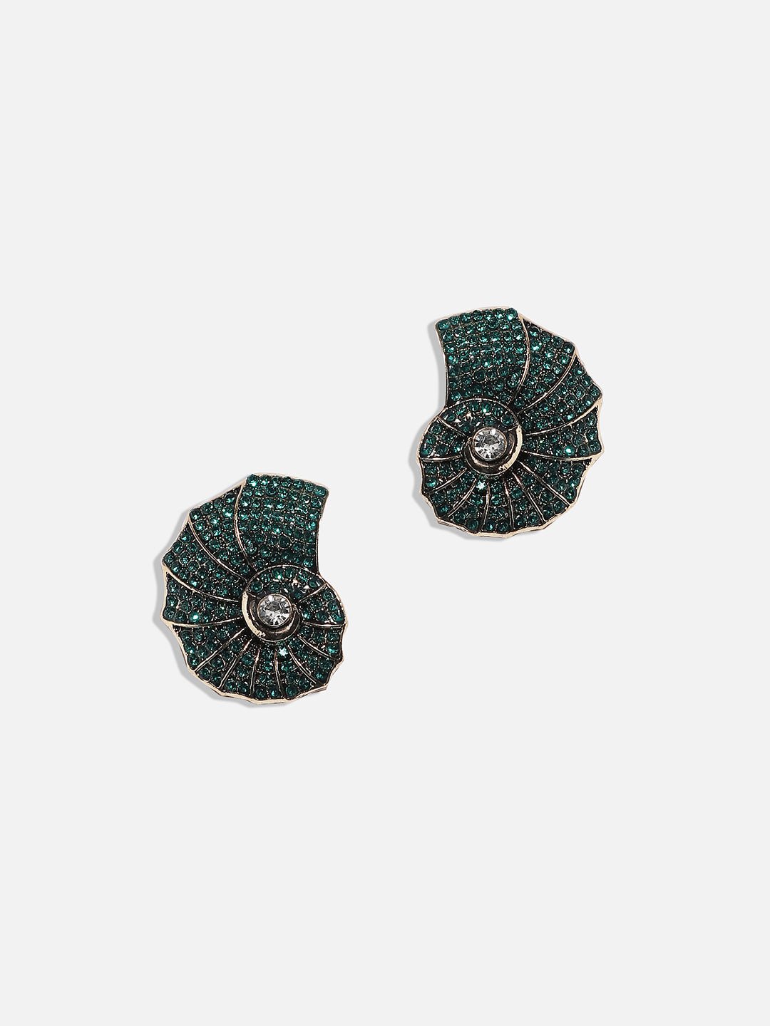 Gold Plated Stone Studded Contemporary Studs Earrings