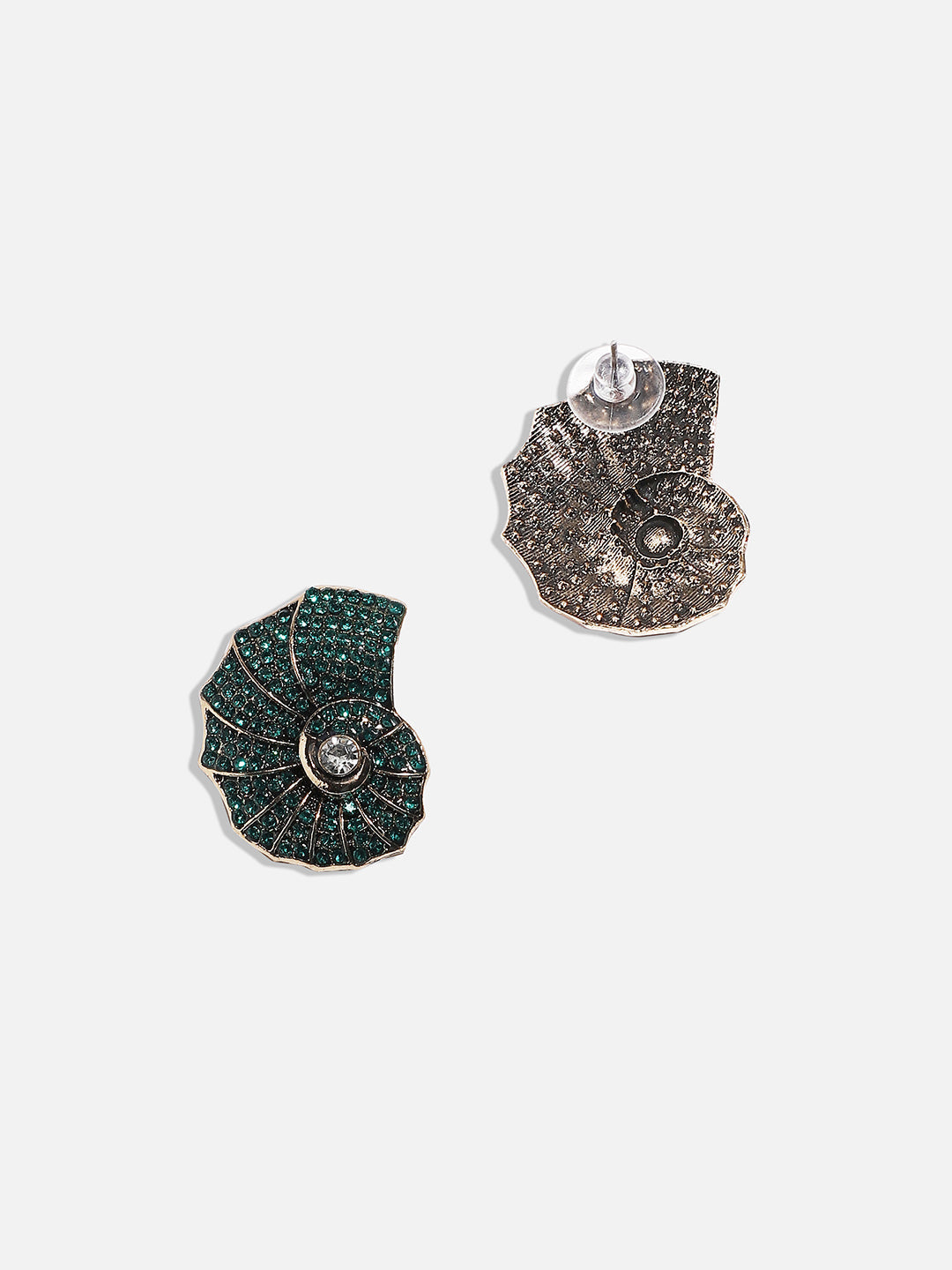 Gold Plated Stone Studded Contemporary Studs Earrings