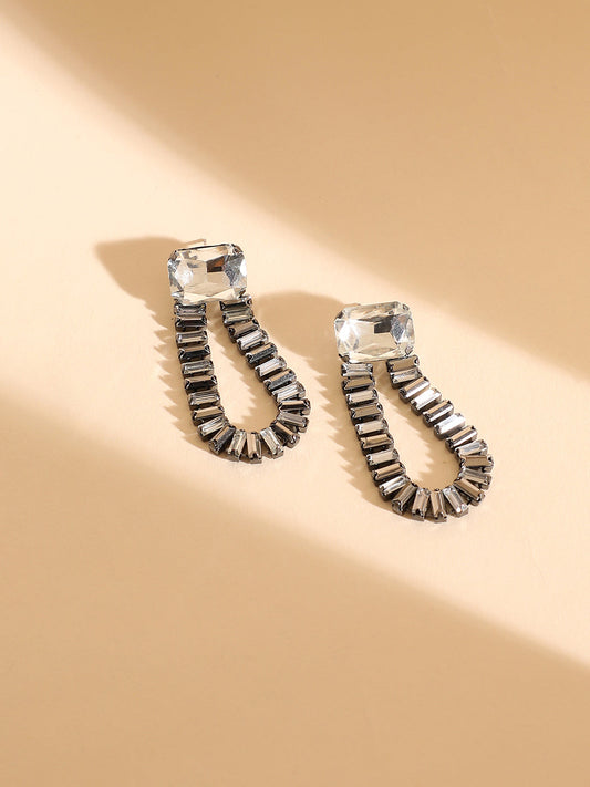 Silver-Plated Contemporary Drop Earrings