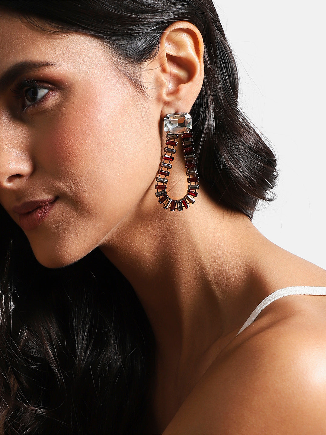 Silver-Plated Contemporary Drop Earrings