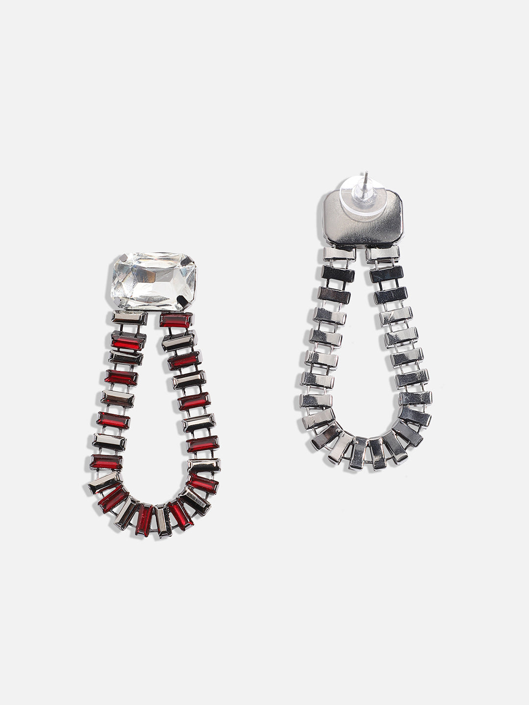 Silver-Plated Contemporary Drop Earrings