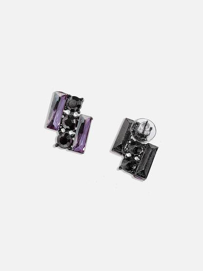 Silver Plated Stone Studded Contemporary Studs Earrings