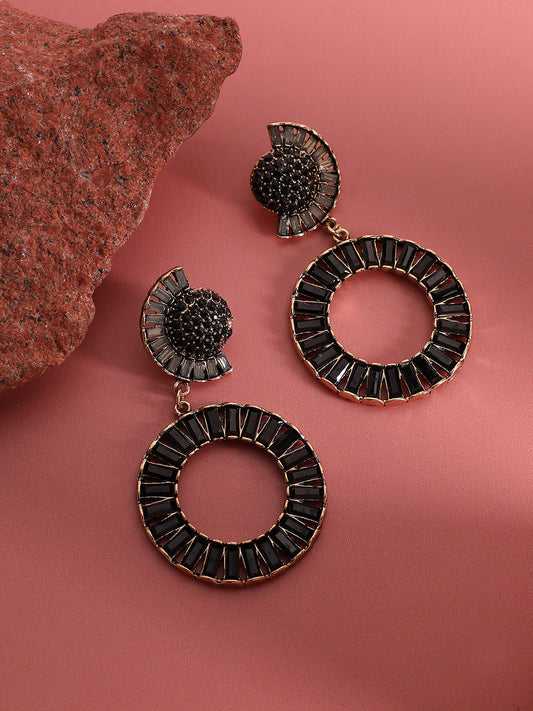 Gold-Plated Circular Shaped Drop Earrings
