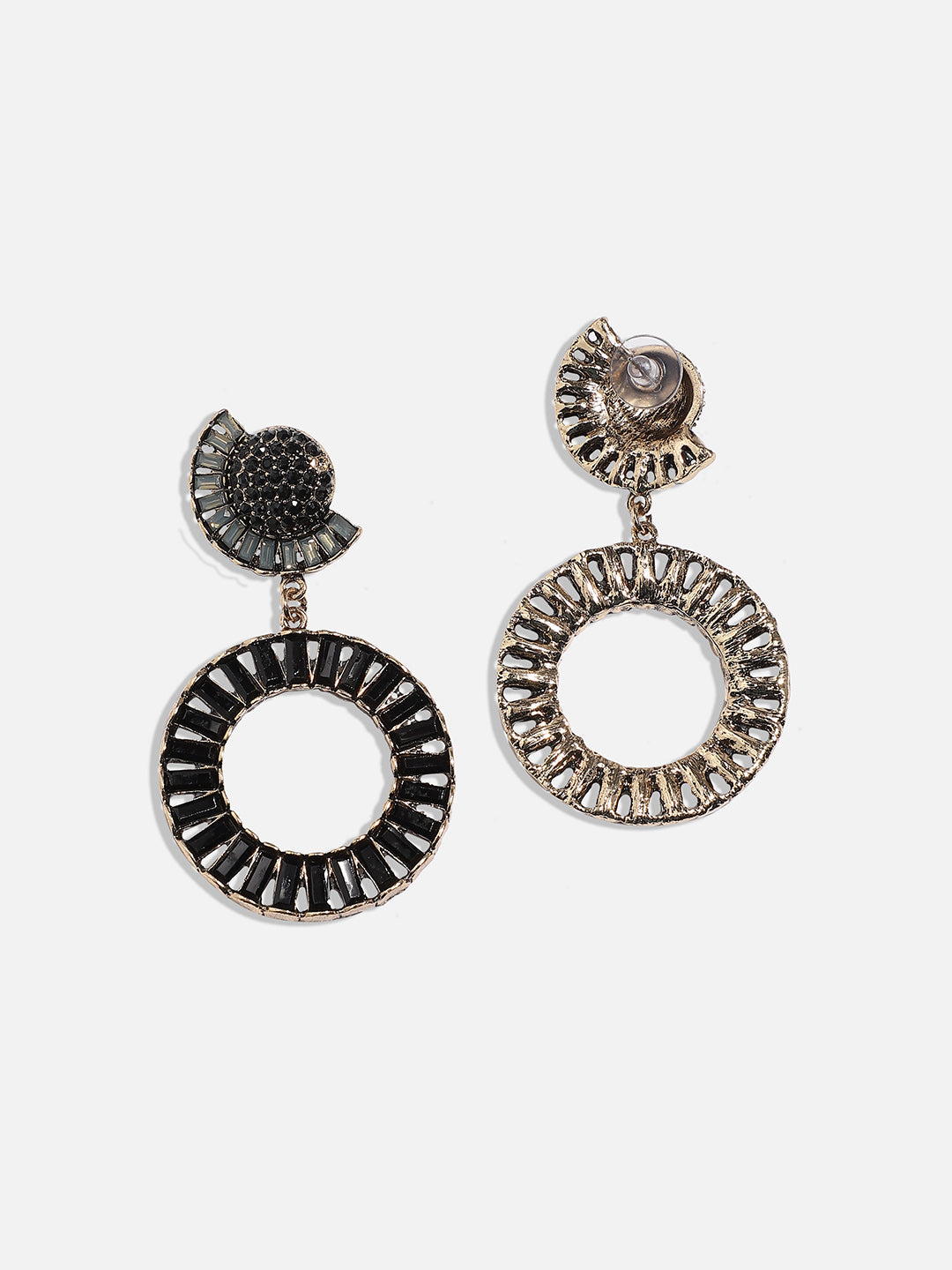 Gold-Plated Circular Shaped Drop Earrings