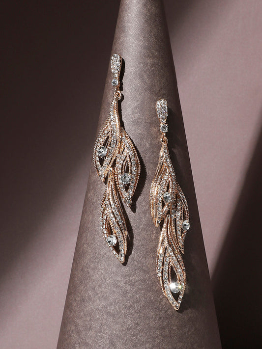 Gold-Plated Contemporary Drop Earrings