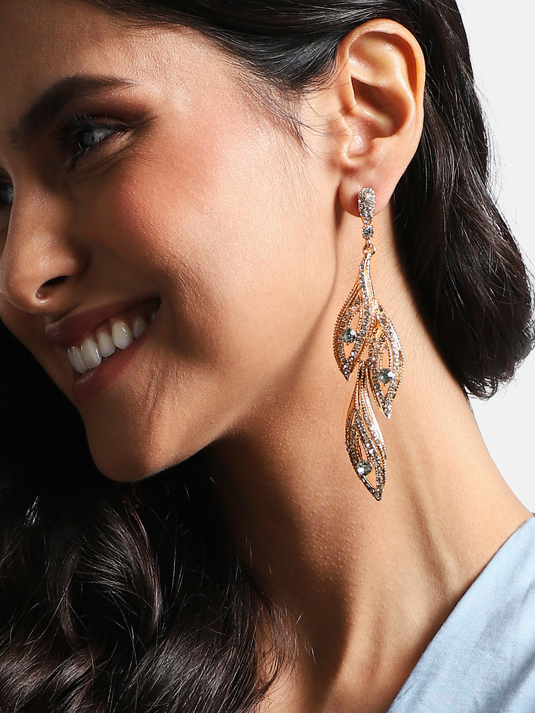 Gold-Plated Contemporary Drop Earrings