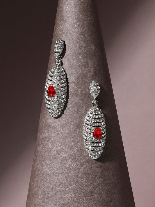 Silver-Plated Contemporary Drop Earrings