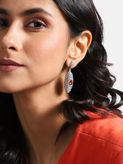 Silver-Plated Contemporary Drop Earrings