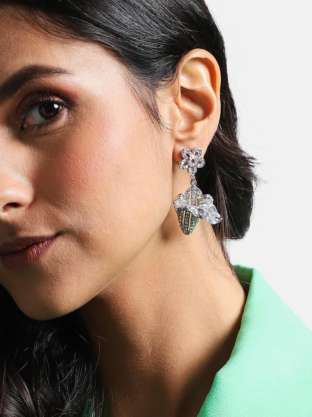 Silver-Plated Contemporary Drop Earrings