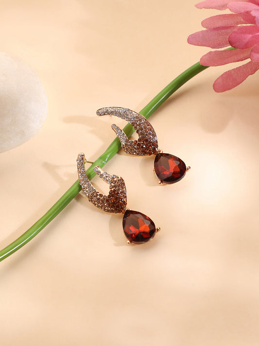 Gold-Plated Contemporary Drop Earrings