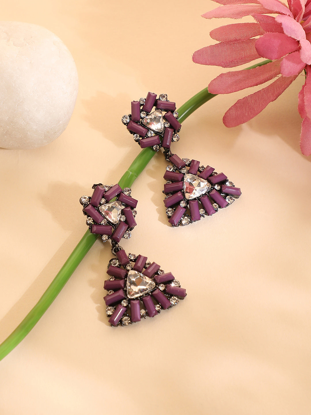 Silver-Plated Contemporary Drop Earrings