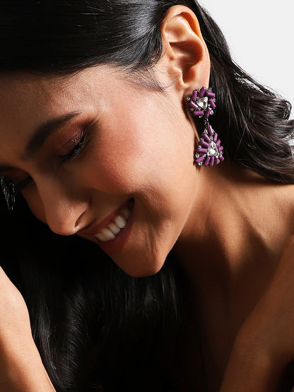Silver-Plated Contemporary Drop Earrings
