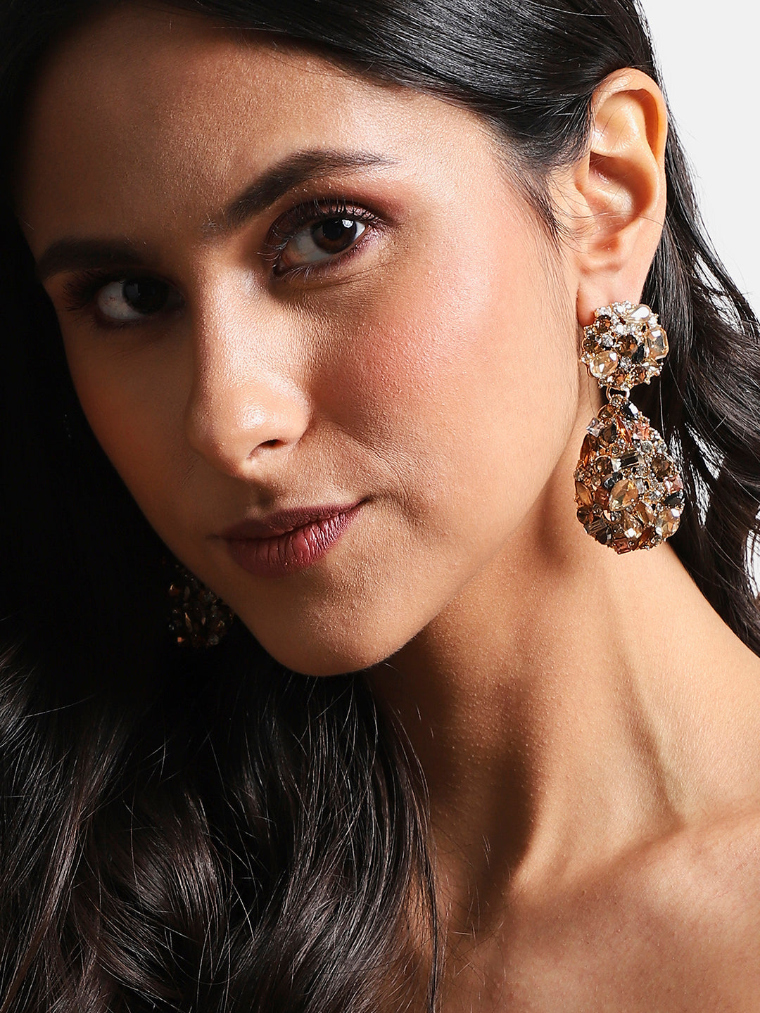 Gold-Plated Contemporary Drop Earrings