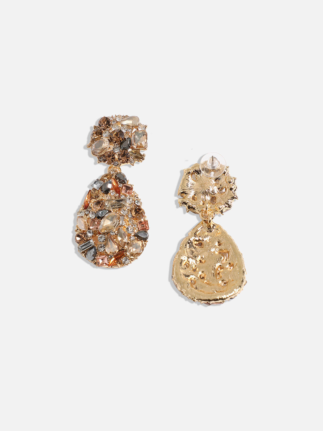 Gold-Plated Contemporary Drop Earrings