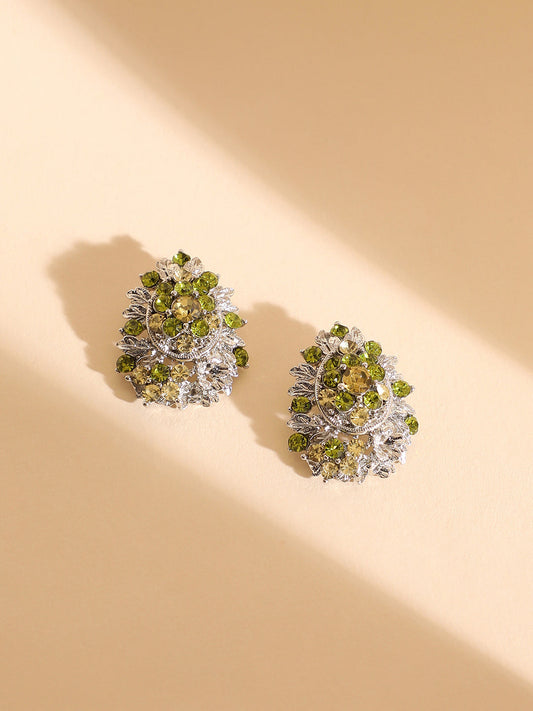 Gold Plated Stone Studded Contemporary Stud Earrings